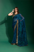 Jyoti Fashion Women's Morpich Sequence Embroidery Chiffon Saree with Blouse | Grocsy