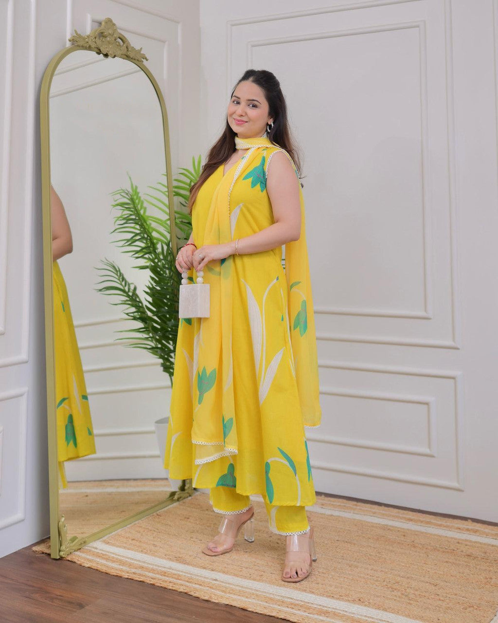 Jyoti Fashion Women's Yellow Rayon Printed Designer Kurta Set with Dupatta | Grocsy