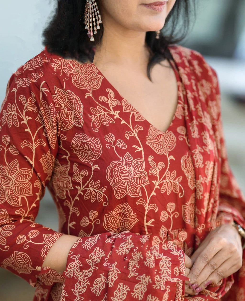 Jyoti Fashion Women's Maroon Rayon Printed Designer Kurta Set with Dupatta | Grocsy