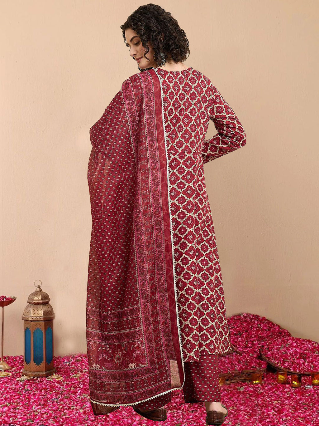 Jyoti Fashion Women's Maroon Rayon Printed Designer Kurta Set with Dupatta | Grocsy