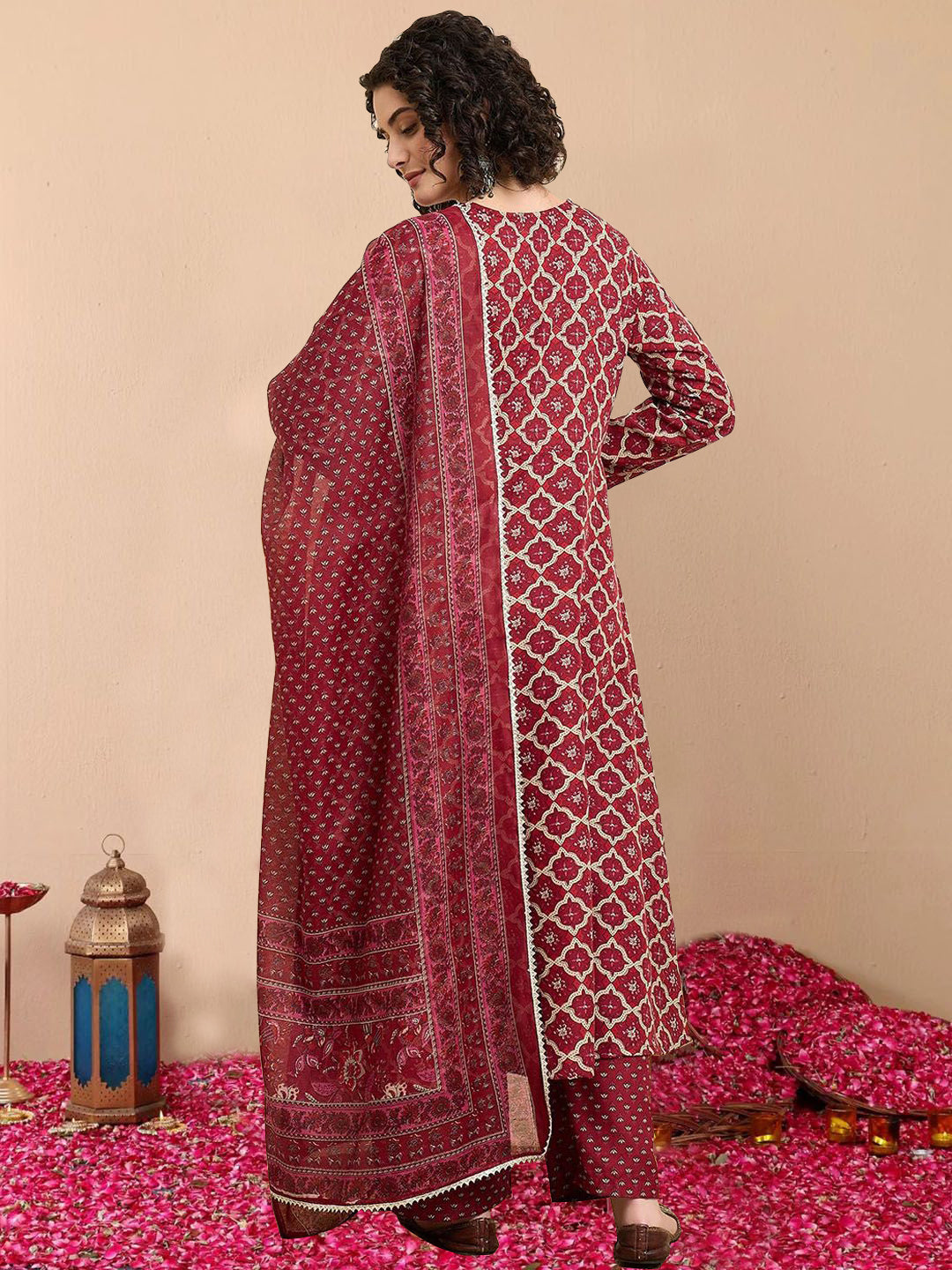 Jyoti Fashion Women's Maroon Rayon Printed Designer Kurta Set with Dupatta | Grocsy