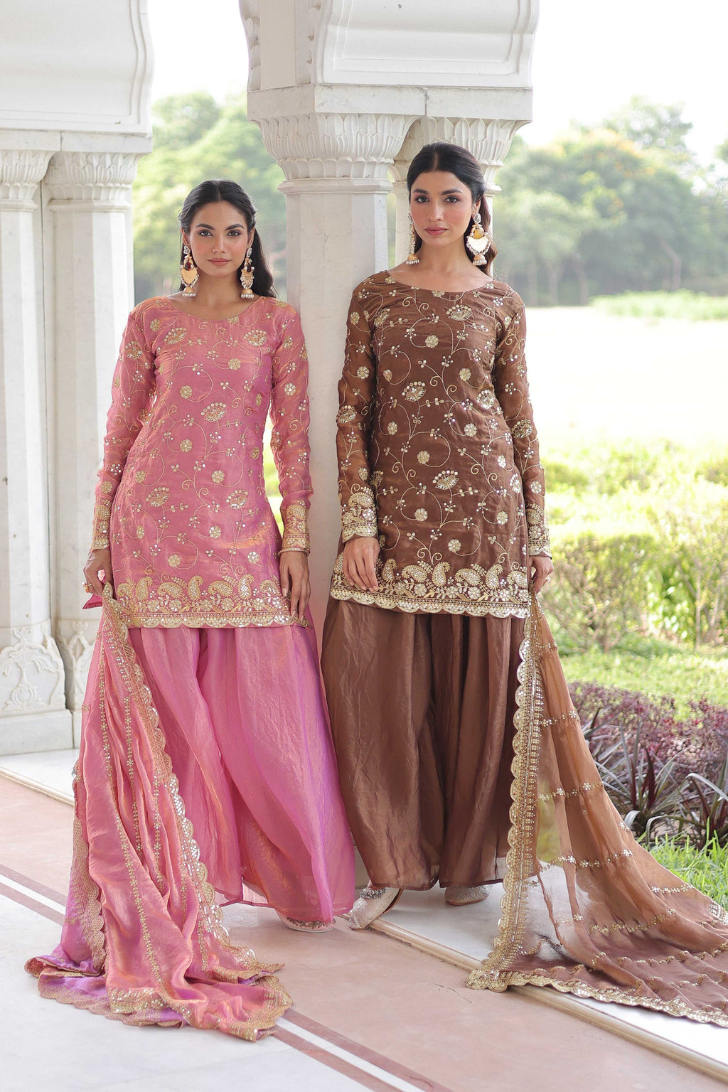Jyoti Fashion Pink & Coffee Fendy Embroidered Designer Combo Kurta Set with Dupatta | Grocsy
