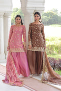 Jyoti Fashion Pink & Coffee Fendy Embroidered Designer Combo Kurta Set with Dupatta | Grocsy