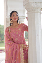 Jyoti Fashion Pink Fendy Embroidered Designer Kurta Set with Dupatta | Grocsy