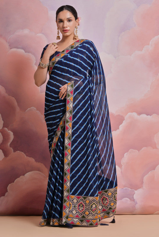 Jyoti Fashion Women's Blue Coding Sequence Georgette Saree with Blouse | Grocsy