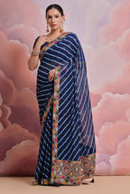 Jyoti Fashion Women's Blue Coding Sequence Georgette Saree with Blouse | Grocsy