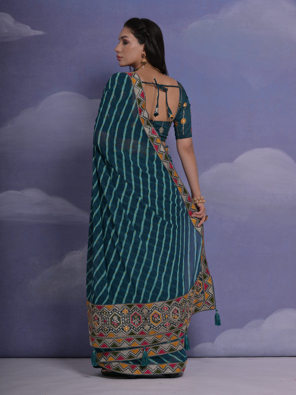Jyoti Fashion Women's Morpich Coding Sequence Georgette Saree with Blouse | Grocsy