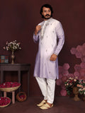 Jyoti Fashion Men's Purple Sequins Embroidered Kurta with Pajama | Grocsy