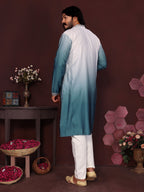 Jyoti Fashion Men's Teal Sequins Embroidered Kurta with Pajama | Grocsy
