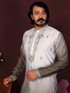 Jyoti Fashion Men's Mehendi Sequins Embroidered Kurta with Pajama | Grocsy