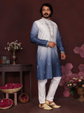 Jyoti Fashion Men's Blue Sequins Embroidered Kurta with Pajama | Grocsy