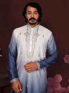 Jyoti Fashion Men's Blue Sequins Embroidered Kurta with Pajama | Grocsy