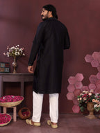 Jyoti Fashion Men's Black Mirror Embroidery Kurta with Pajama | Grocsy
