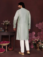 Jyoti Fashion Men's Grey Sequins Embroidered Kurta with Pajama | Grocsy