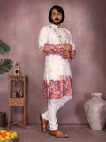 Jyoti Fashion Men's White Sequins Embroidered Kurta with Pajama | Grocsy