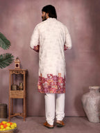 Jyoti Fashion Men's White Sequins Embroidered Kurta with Pajama | Grocsy