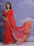 Jyoti Fashion Women's Red Coding Sequence Georgette Saree with Blouse | Grocsy
