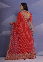 Jyoti Fashion Women's Red Coding Sequence Georgette Saree with Blouse | Grocsy