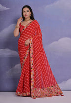 Jyoti Fashion Women's Red Coding Sequence Georgette Saree with Blouse | Grocsy