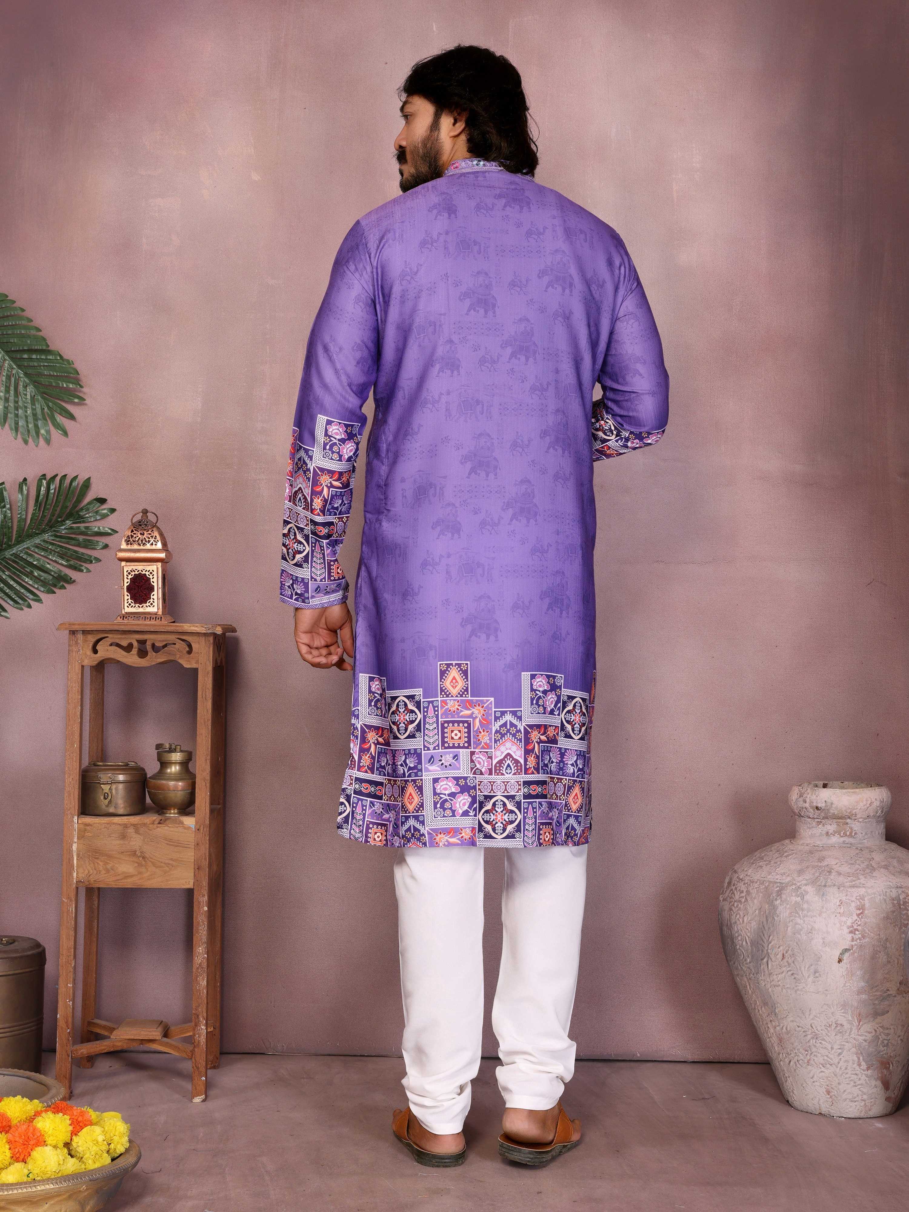 Jyoti Fashion Men's Jamuni Sequins Embroidered Kurta with Pajama | Grocsy