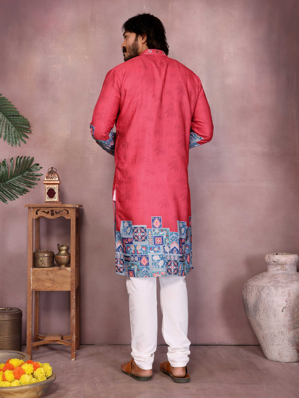 Jyoti Fashion Men's Gajri Sequins Embroidered Kurta with Pajama | Grocsy