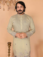 Jyoti Fashion Men's Sea Green Sequins Embroidered Kurta with Pajama | Grocsy