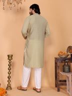 Jyoti Fashion Men's Sea Green Sequins Embroidered Kurta with Pajama | Grocsy