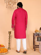 Jyoti Fashion Men's Pink Sequins Embroidered Kurta with Pajama | Grocsy