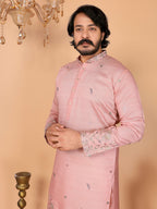 Jyoti Fashion Men's Peach Sequins Embroidered Kurta with Pajama | Grocsy