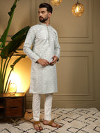 Jyoti Fashion Men's Mehendi Jacquard Woven Kurta with Pajama | Grocsy