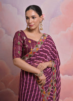Jyoti Fashion Women's Wine Coding Sequence Georgette Saree with Blouse | Grocsy