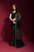 Jyoti Fashion Women's Black Sequence Embroidery Georgette Saree with Blouse | Grocsy