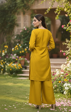 Jyoti Fashion Mustard Cotton Silk Embroidered Designer Kurta Set with Dupatta | Grocsy