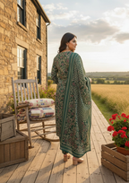 Jyoti Fashion Rama Cotton Silk Floral Printed Designer Kurta Set with Dupatta | Grocsy