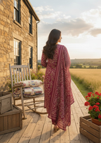 Jyoti Fashion Pink Cotton Silk Floral Printed Designer Kurta Set with Dupatta | Grocsy