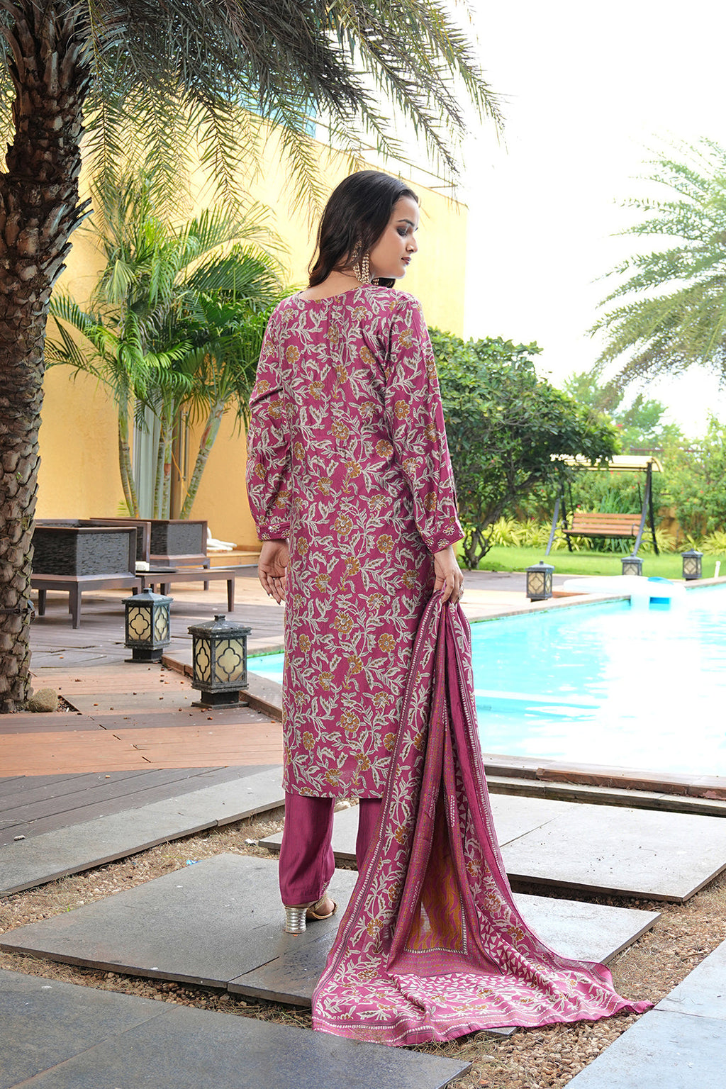 Jyoti Fashion Pink Cotton Silk Floral Printed Designer Kurta Set with Dupatta | Grocsy