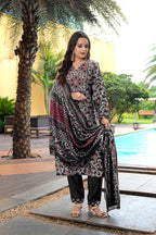 Jyoti Fashion Black Cotton Silk Floral Printed Designer Kurta Set with Dupatta | Grocsy