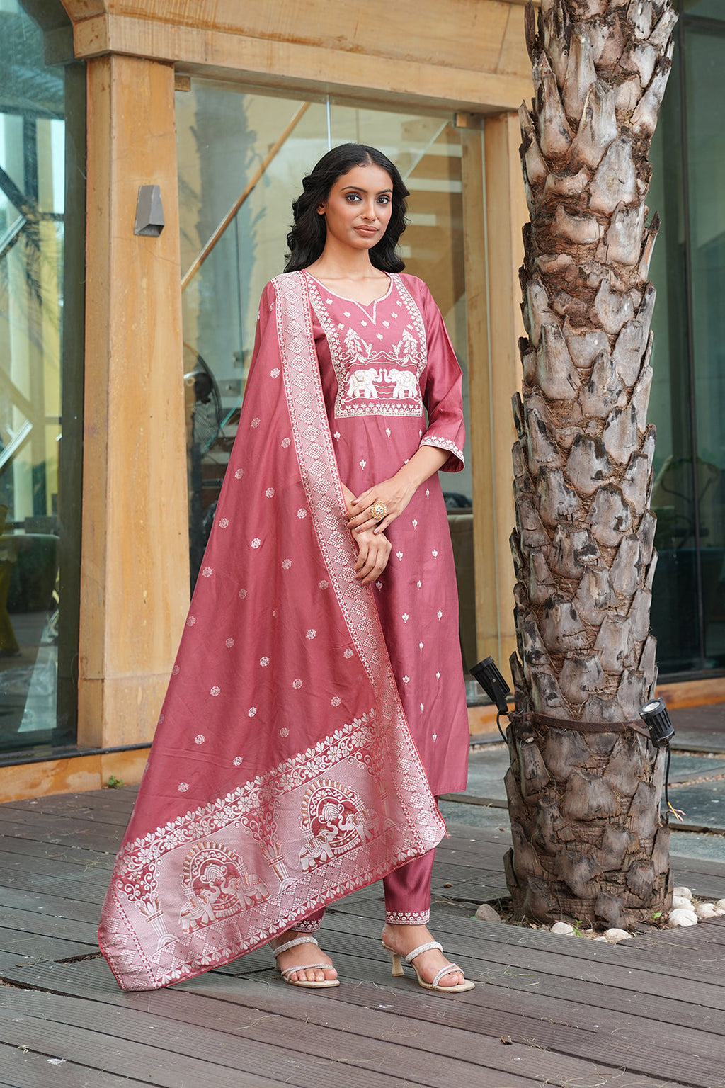 Jyoti Fashion Peach Vatican Embroidered Designer Kurta Set with Dupatta | Grocsy