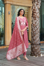 Jyoti Fashion Peach Vatican Embroidered Designer Kurta Set with Dupatta | Grocsy