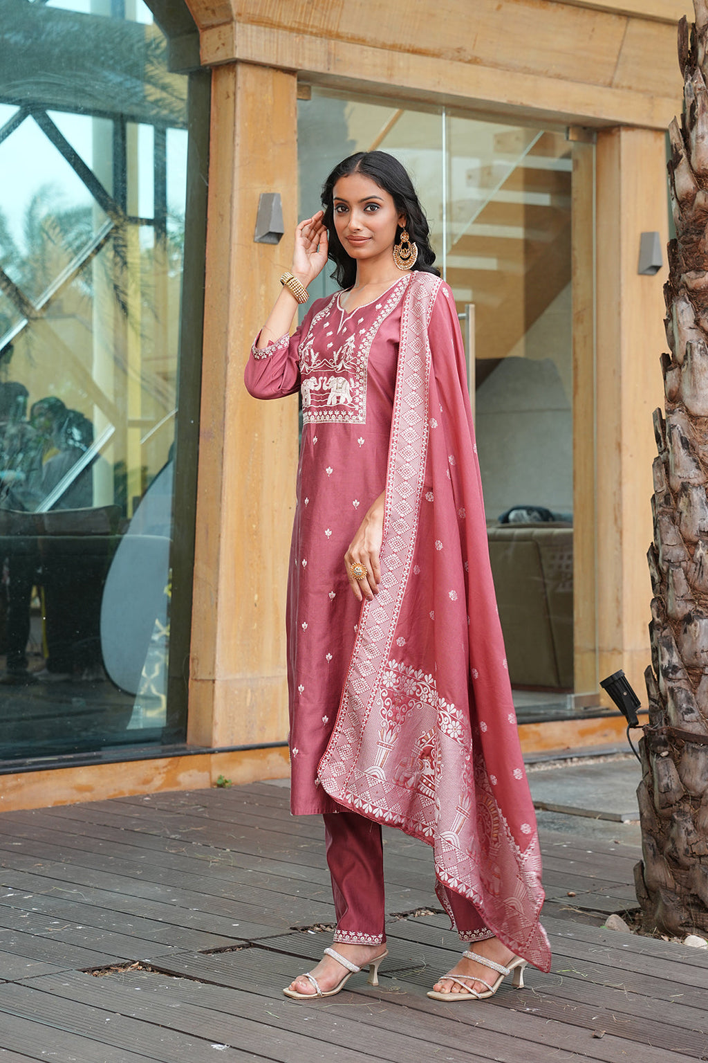 Jyoti Fashion Peach Vatican Embroidered Designer Kurta Set with Dupatta | Grocsy