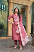 Jyoti Fashion Peach Vatican Embroidered Designer Kurta Set with Dupatta | Grocsy
