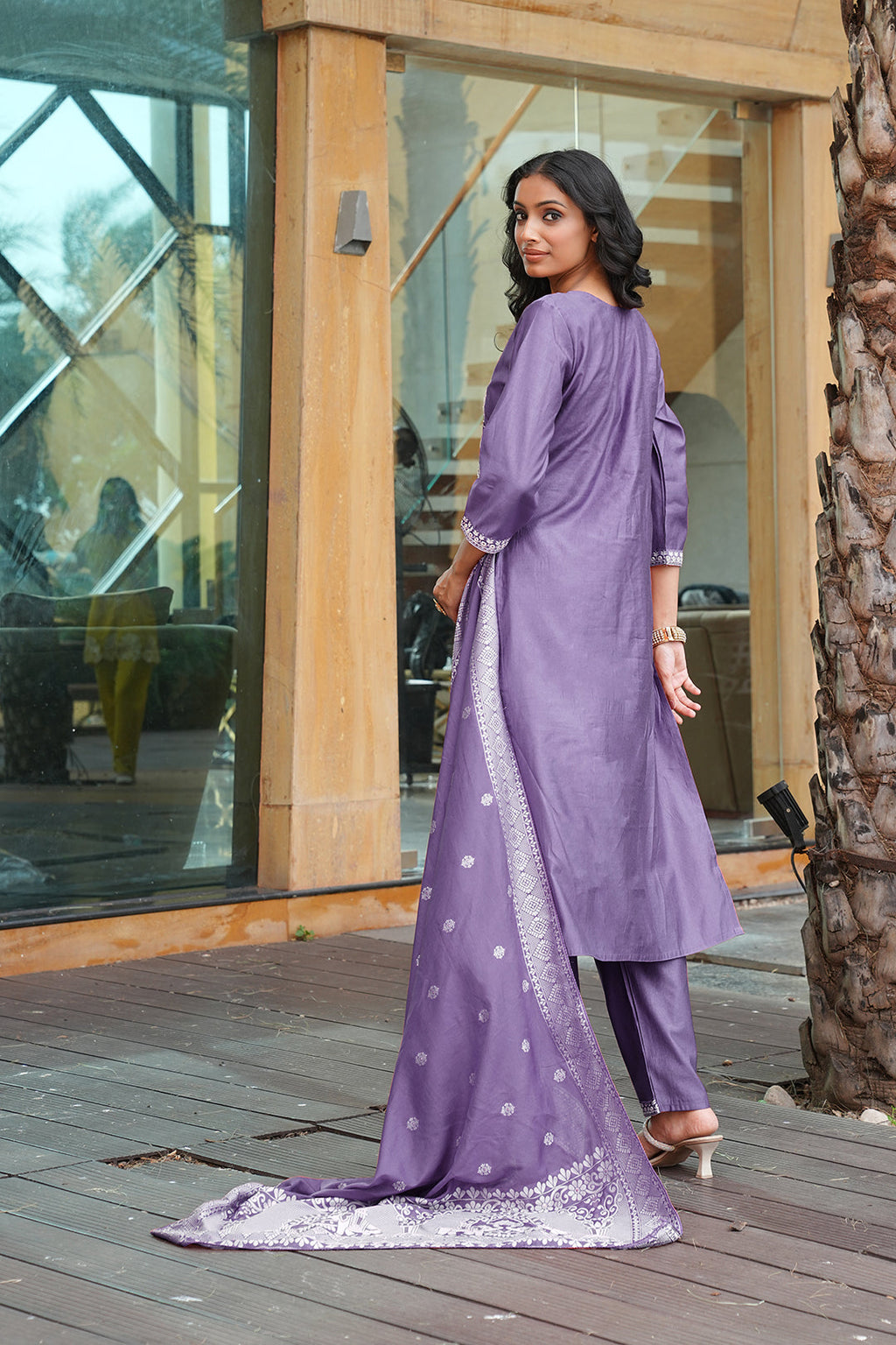 Jyoti Fashion Purple Vatican Embroidered Designer Kurta Set with Dupatta | Grocsy