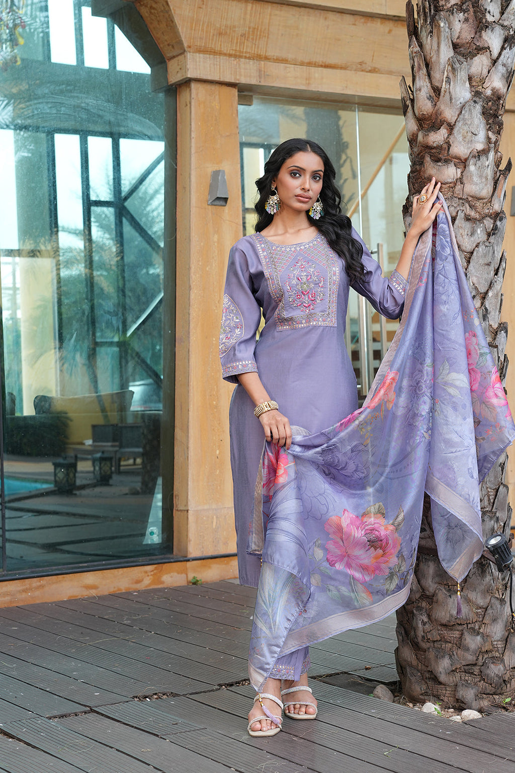 Jyoti Fashion Grey Vatican Embroidered Designer Kurta Set with Dupatta | Grocsy
