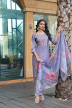 Jyoti Fashion Grey Vatican Embroidered Designer Kurta Set with Dupatta | Grocsy
