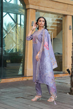 Jyoti Fashion Grey Vatican Embroidered Designer Kurta Set with Dupatta | Grocsy