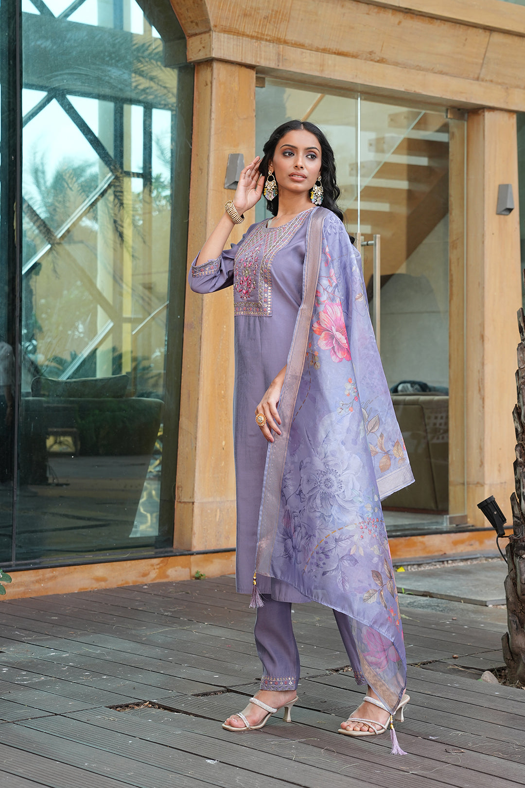 Jyoti Fashion Grey Vatican Embroidered Designer Kurta Set with Dupatta | Grocsy