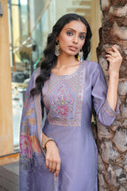 Jyoti Fashion Grey Vatican Embroidered Designer Kurta Set with Dupatta | Grocsy