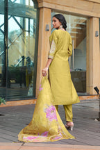 Jyoti Fashion Mustard Cotton Silk Embroidered Designer Kurta Set with Dupatta | Grocsy