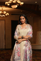 Jyoti Fashion Cream Cotton Silk Embroidered Designer Kurta Set with Dupatta | Grocsy