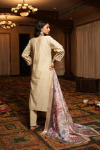 Jyoti Fashion Cream Cotton Silk Embroidered Designer Kurta Set with Dupatta | Grocsy